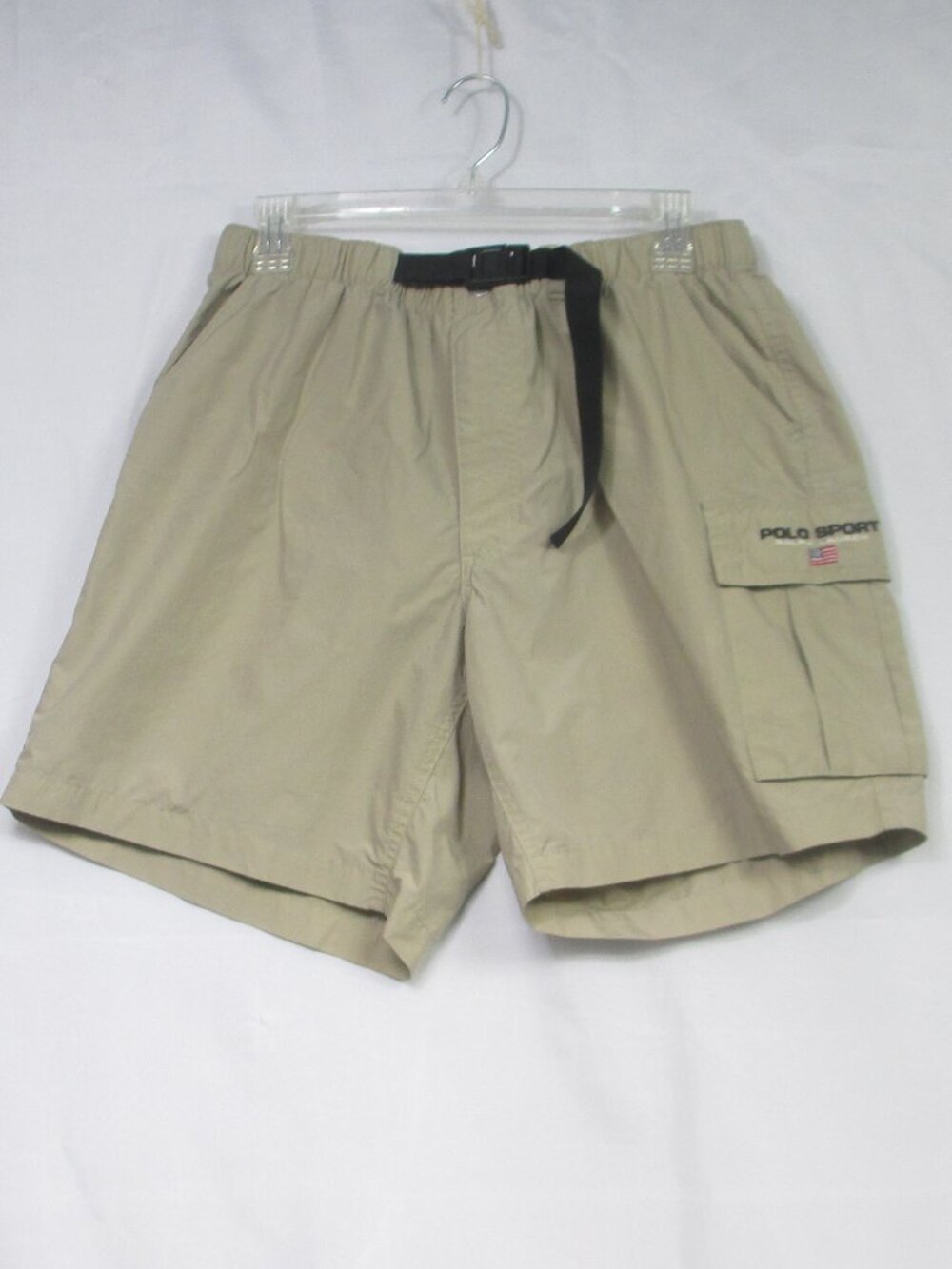 Vtg Polo Sport Ralph Lauren Shorts Mens Size M Khaki Nylon Cargo Belted Hiking